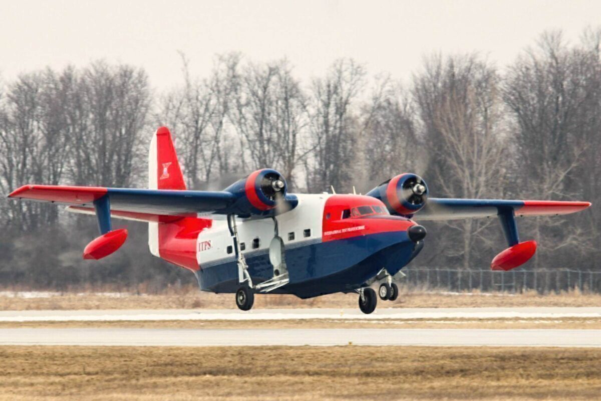 HU-16 Albatross taking off