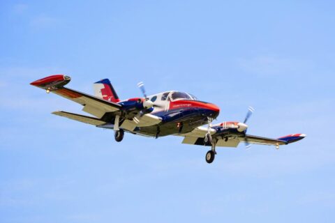 Cirrus 414 aircraft flying