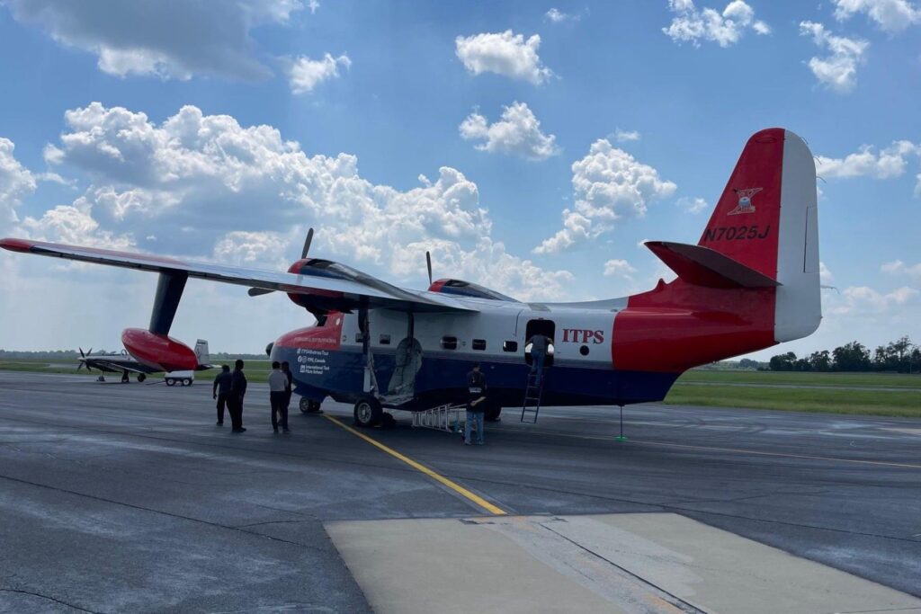 1 HU-16 Albatross on Airbus Helicopters ramp