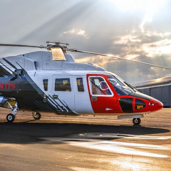 Sikorsky S76+ helicopter on ramp