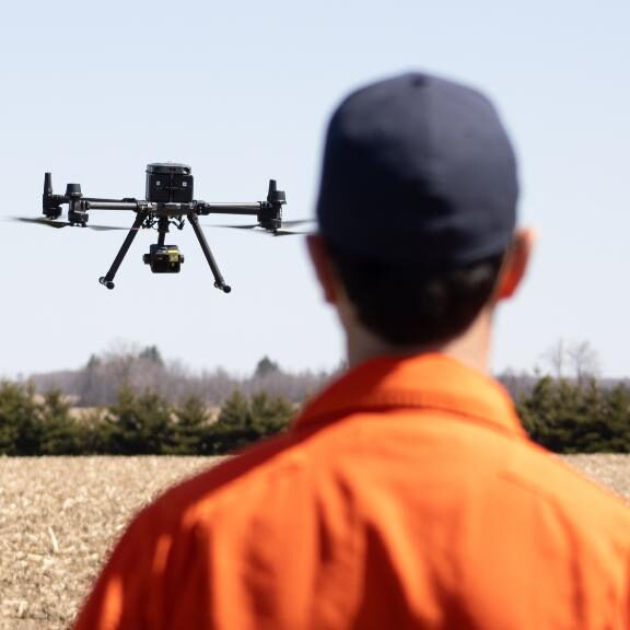 Michael Mulquiney piloting a drone