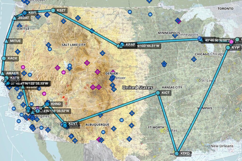 Depart May displaying flight path