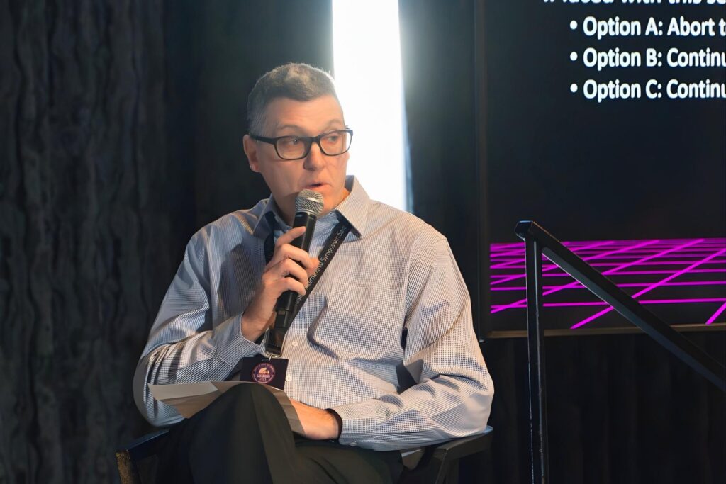 1 David 'Dos' Ostler giving speech at SFTE Savannah symposium