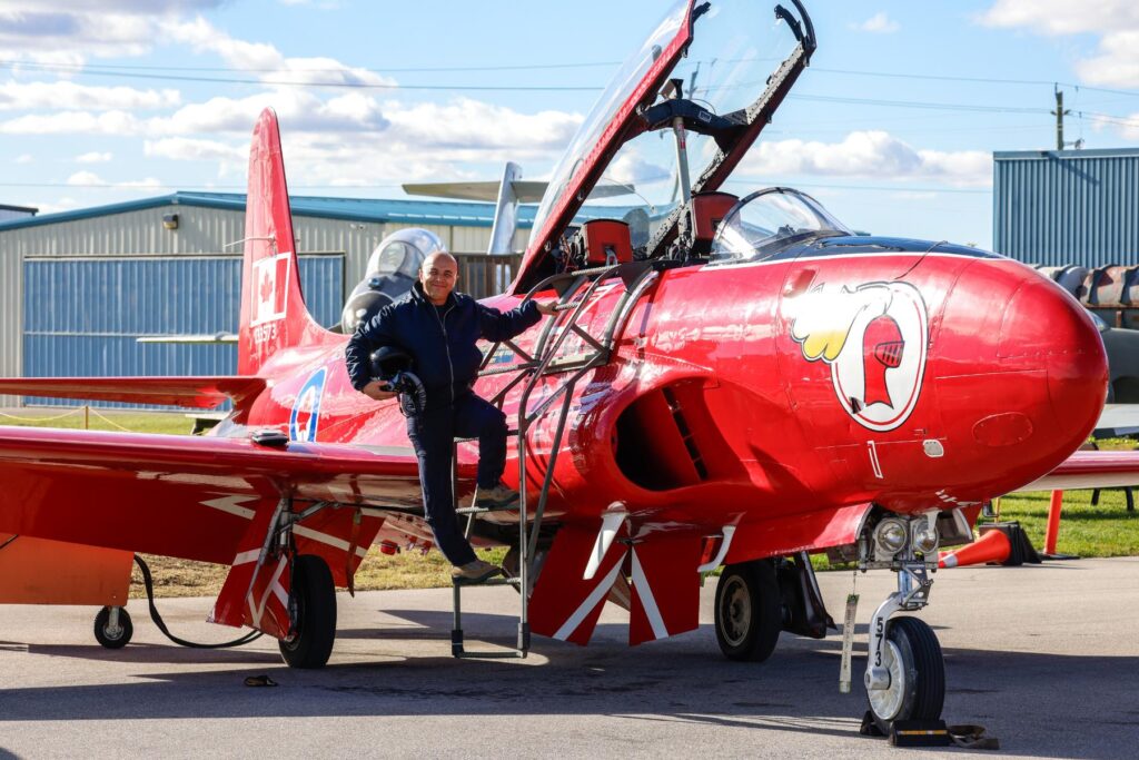 yes Test pilot student climbing into T-33 T-Bird