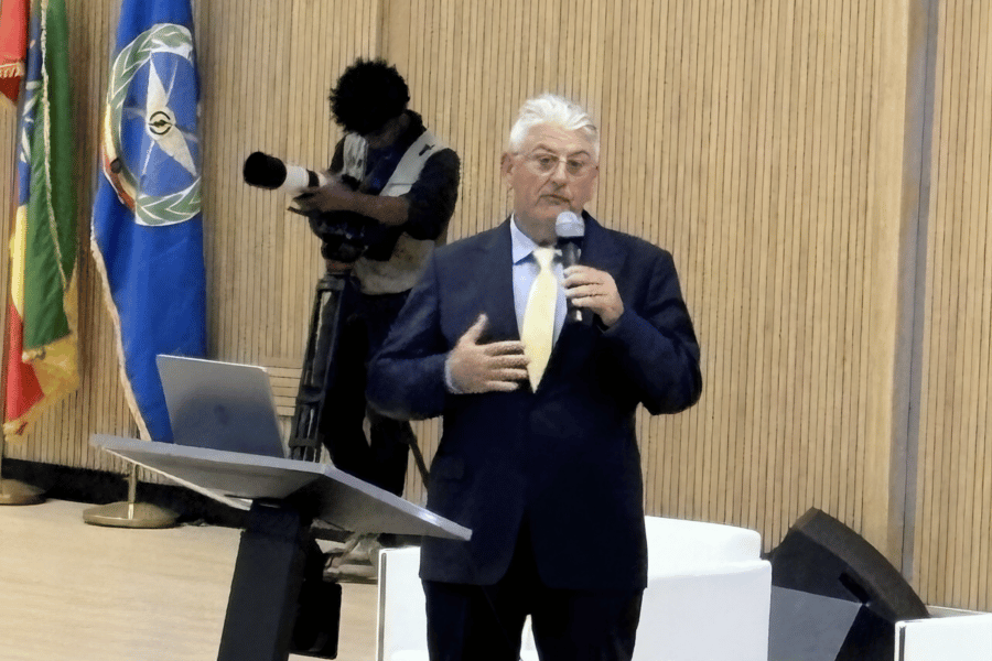 Giorgio Clementi giving speech at Black Lion Air Show in ethiopia