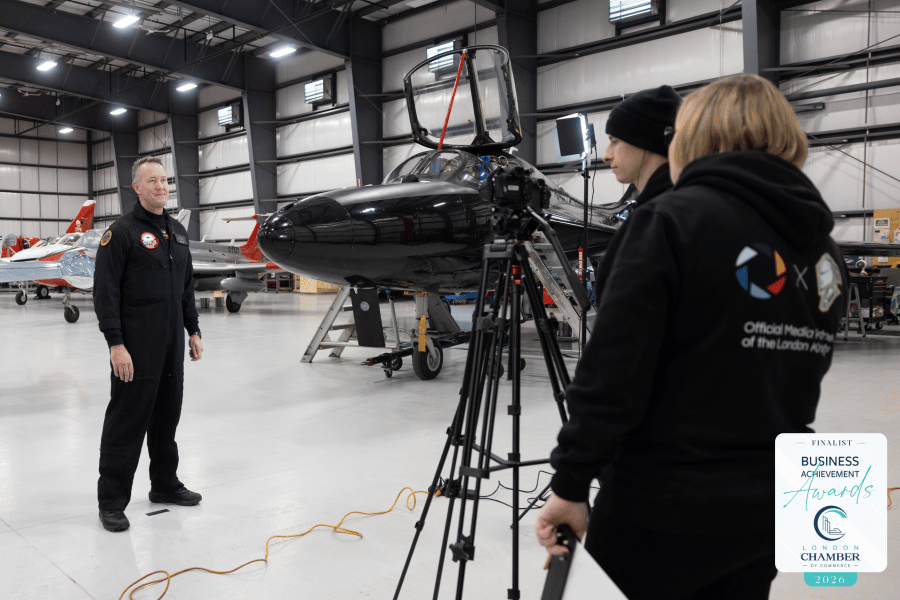 camera team shooting Dave Lohse in front of Hunter