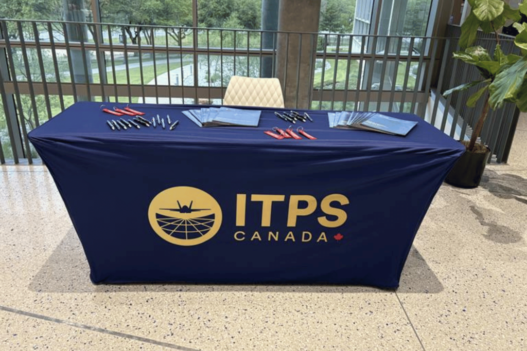 table with ITPS merchandise
