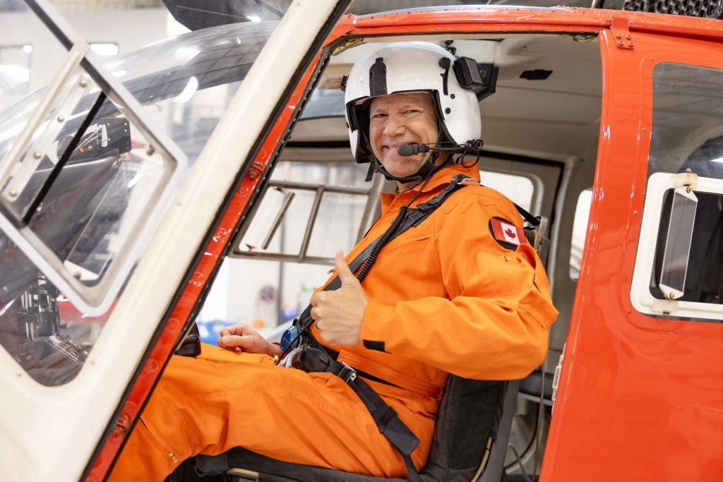 Peter Scheidler in Bo105 cockpit