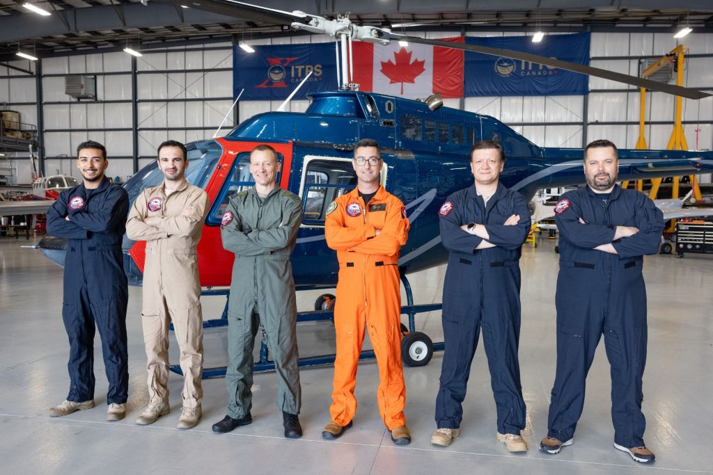 1783536390864 ITPS students stand with UAS instructor Adam Debevc in front of Bell 206 helicopter