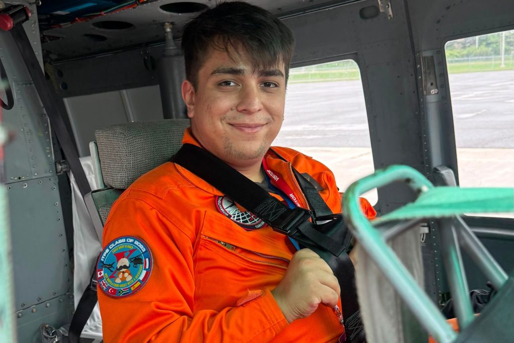 ITPS Rotary wing flight test engineer student in NRC VSS helicopter