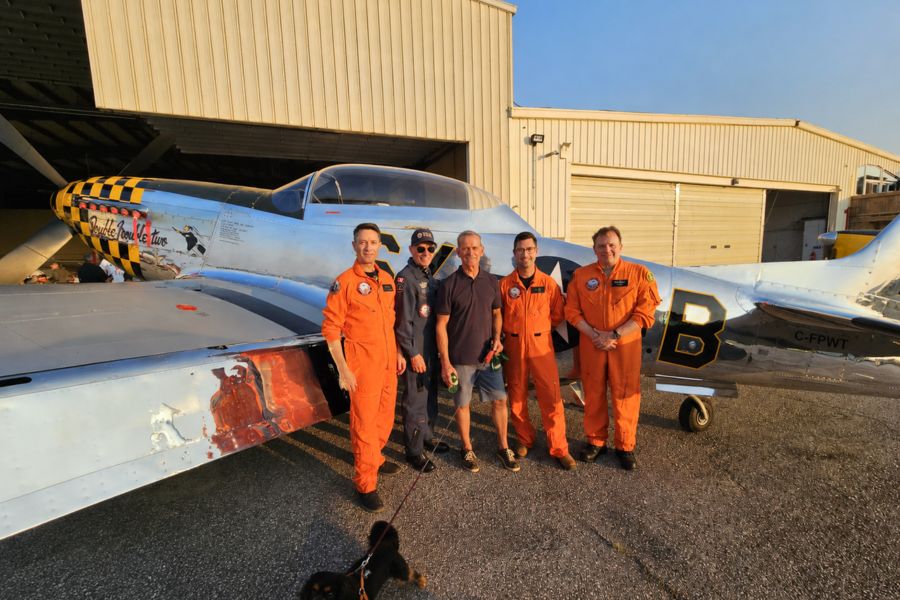 ITPS Canada team with Chris Hadfield in Sarnia, ON in front of double trouble two