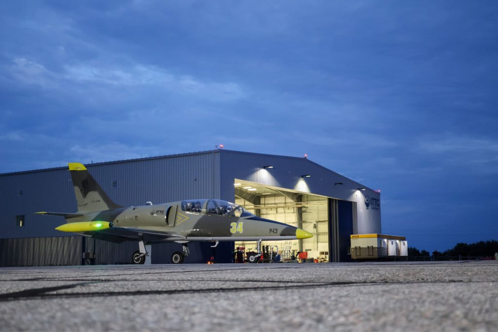 L49 jet trainer in front of North Bay ITTC facility